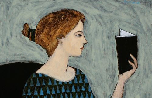 woman reading book