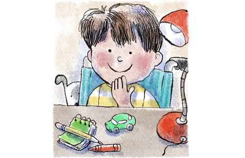 boy sitting at desk