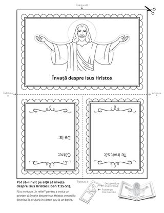 pagină cu activități: Învață despre Isus Hristos