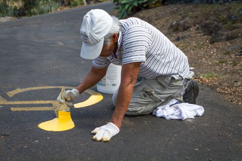 Man painting a parking lot