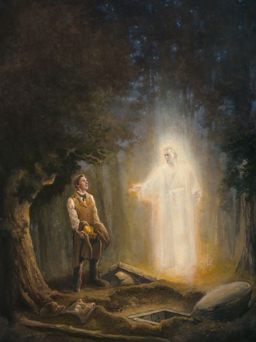 Moroni giving Joseph Smith the gold plates