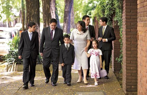 family walking