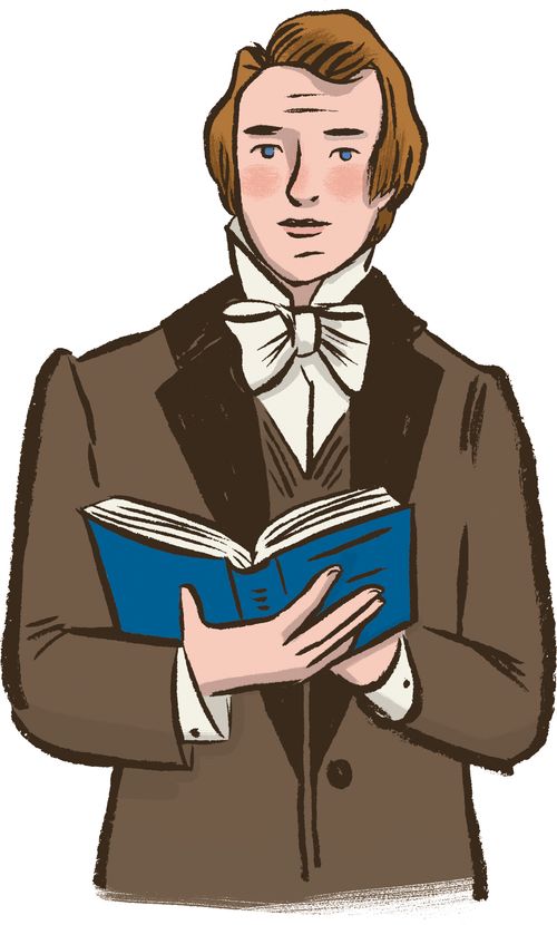 Joseph Smith holding copy of Book of Mormon