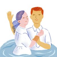 woman getting baptized