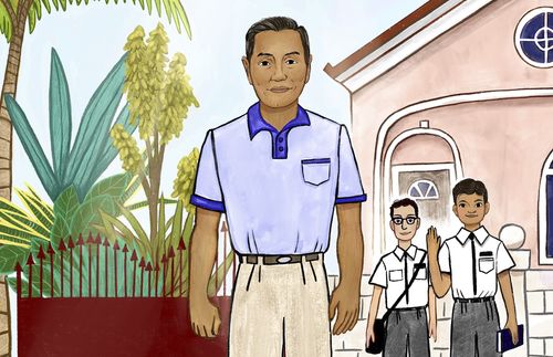 a man in Philippines standing by the missionaries