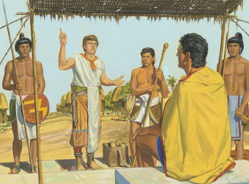 Ammon speaking to King Lamoni