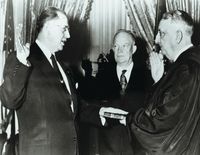 President Ezra Taft Benson being sworn in as the Secretary of Agriculture