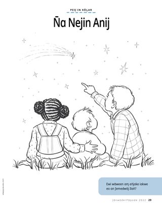 coloring page of children watching shooting stars