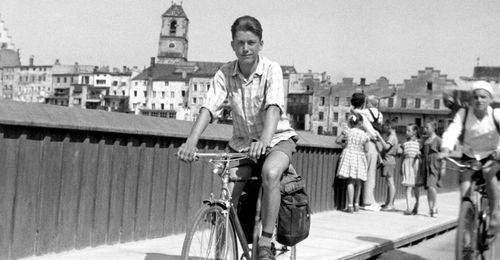 young Dieter F. Uchtdorf on a bicycle