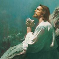 close-up of Jesus praying in Gethsemane