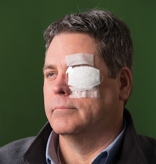 man with eye bandage