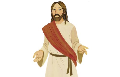 Jesus holding his hands out