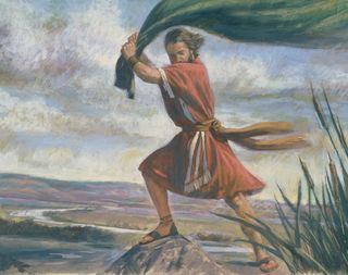 Elijah smiting river with his mantle