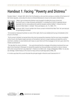 Handout 1: Facing “Poverty and Distress”