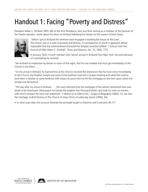 Handout 1: Facing “Poverty and Distress”