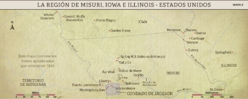 mapa, región oeste de Misuri