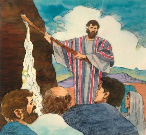 Moses smiting rock