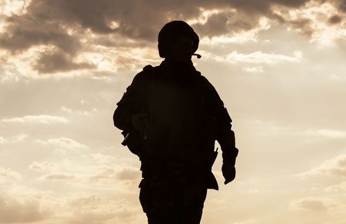 silhouette of soldier standing