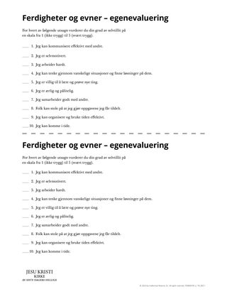 Ferdigheter og evner – egenevaluering