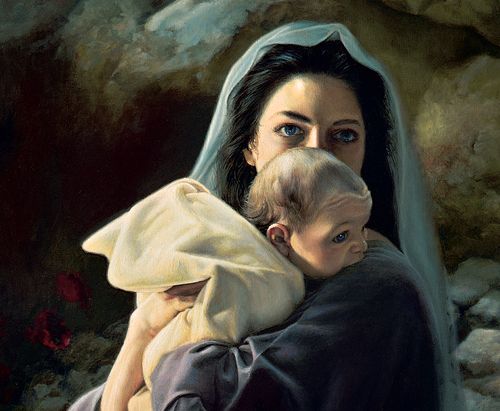 Mary holding baby Jesus