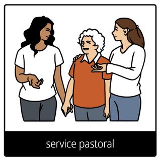 Pictogramme de l’Évangile pour « service pastoral »