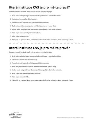 Která instituce CVS je pro mě ta pravá?