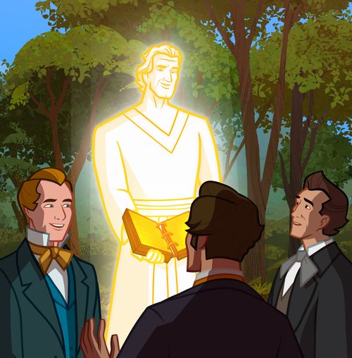 an angel appears to Oliver, David, and Joseph.