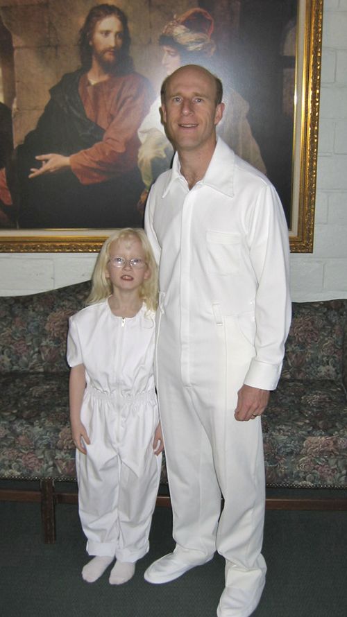 Brother Bairett and daughter at baptism