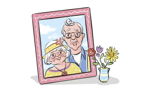 picture frame with photo of grandparents