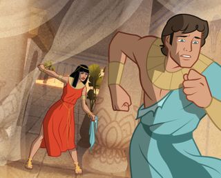 Joseph running from Potiphar’s wife