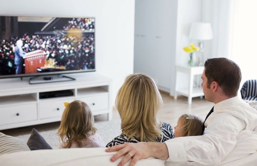 family watching general conference