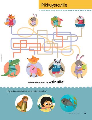 simple maze to match baby animals with grown up animals
