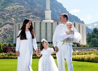 family outside the Provo Utah Temple