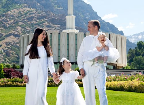 family at Provo, Utah temple