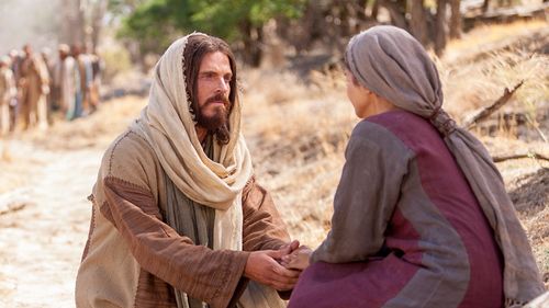 Jesus Christ speaking to a woman by the roadside