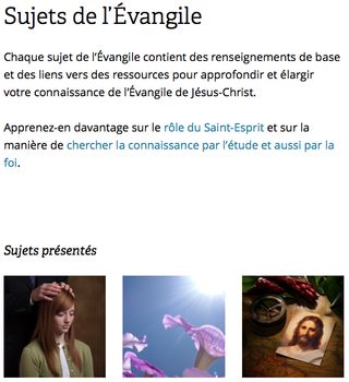 Page Internet des sujets de l’Évangile