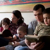 family reading scriptures together