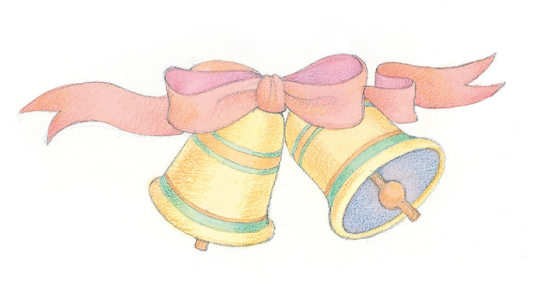 Two Christmas bells ringing. From the Children’s Songbook, page 54, “Christmas Bells”; watercolor illustration by Phyllis Luch.