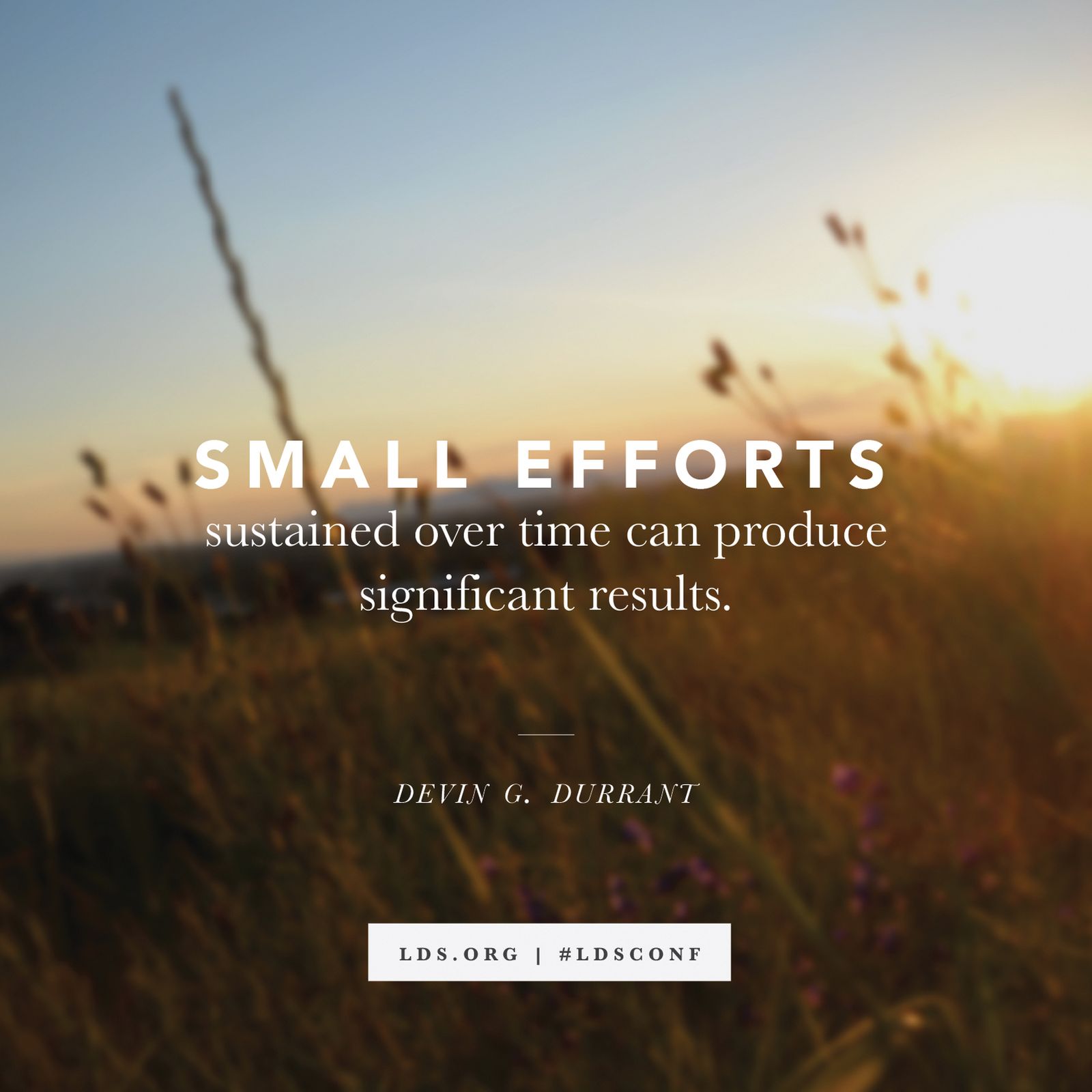“Small efforts sustained over time can produce significant results.” —Devin G. Durrant, “My Heart Pondereth Them Continually”