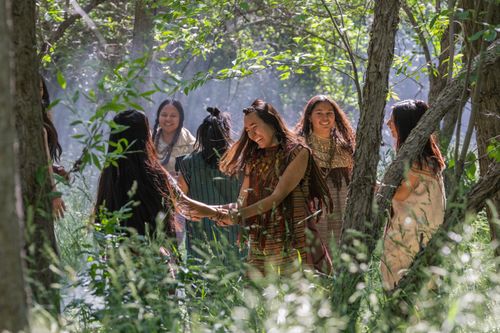 The daughters of the Lamanites appear to have fun in the wilderness before being taken by the priests of King Noah.