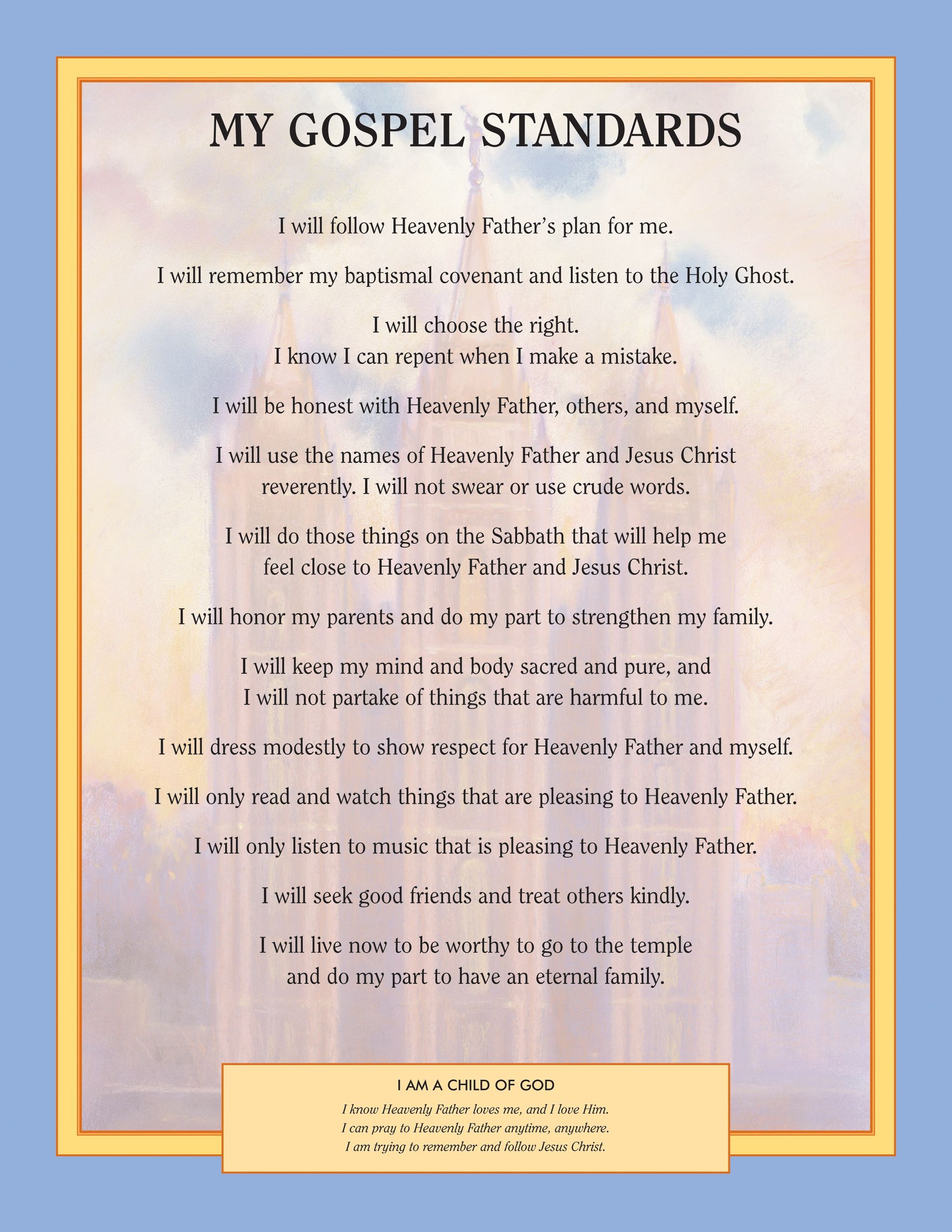 My Gospel Standards poster; GAK 618