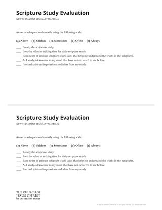 Scripture Study Evaluation handout