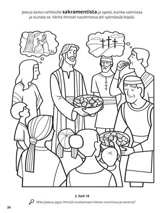 Jesus Introduced the Sacrament to the Nephites coloring page