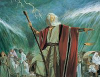 Moses parting the Red Sea