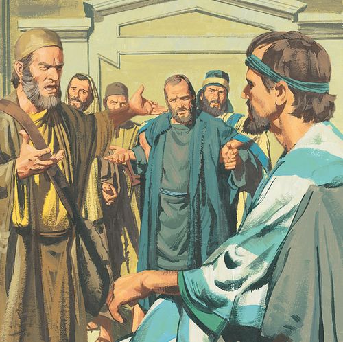 The angry men take Paul and Silas to the leaders of the city. - ch.61-3