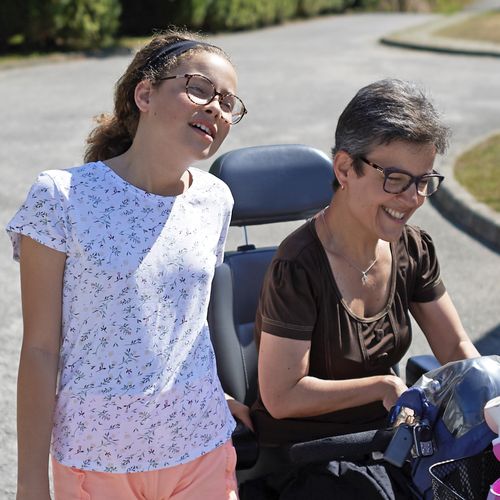 mother and daughter walking