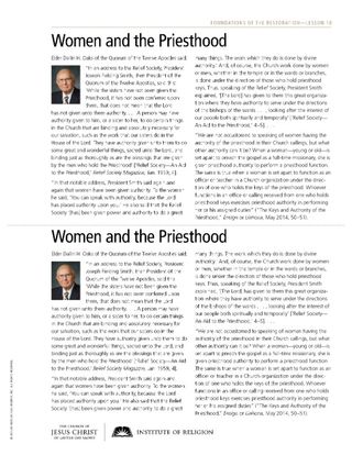 handout, Women and the Priesthood