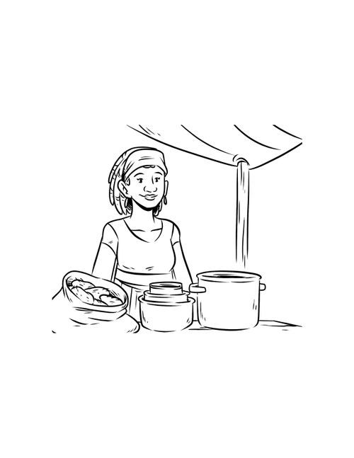 illustration of woman with baskets