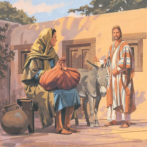 Joseph and Mary traveling