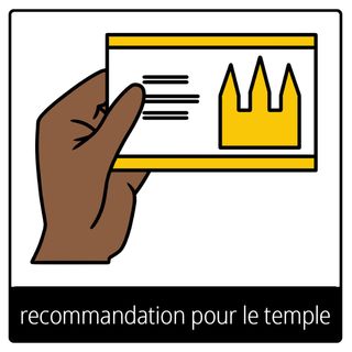 Pictogramme de l’Évangile pour « recommandation pour le temple »